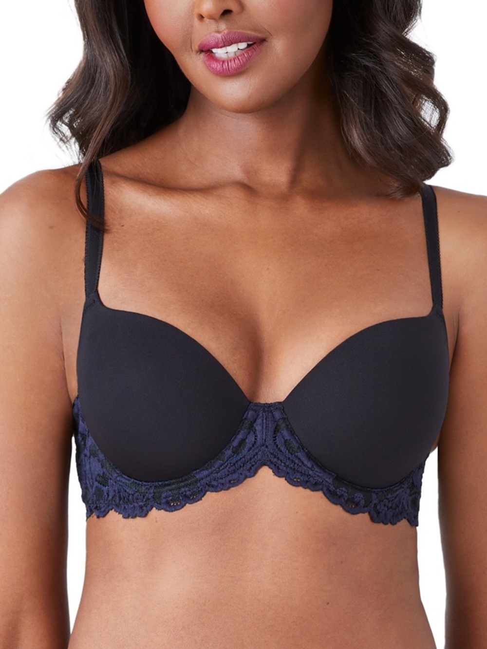 Like New!! Wacoal Instant Icon Black Lace-Accent T-Shirt Bra 34G EUC